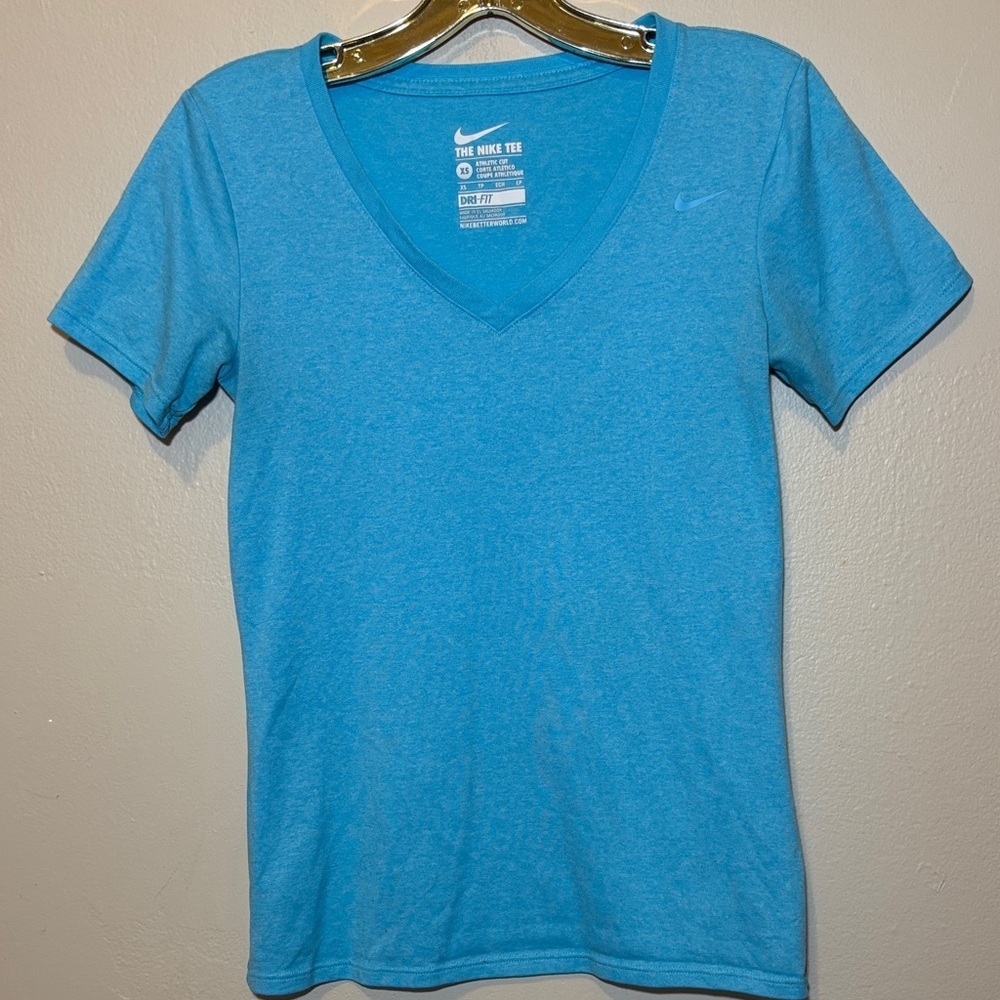 Nike Women's Light Blue V-Neck Tee